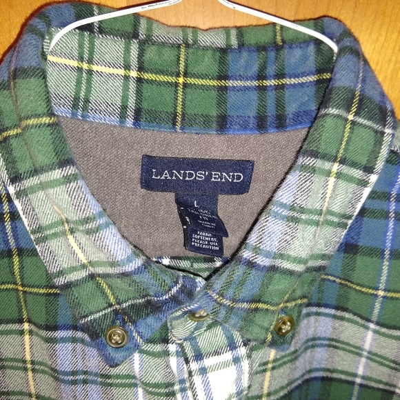 Lands' End Flannel Shirt 16-16 1/2 Tailored Fit - Picture 3 of 4